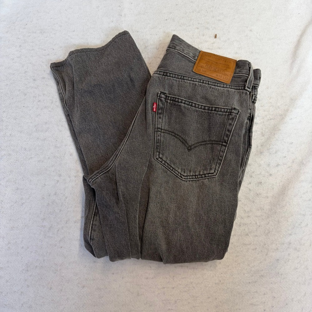 Levi 568 Loose Straight Jeans Mens W30 L32 Gray Faded Denim